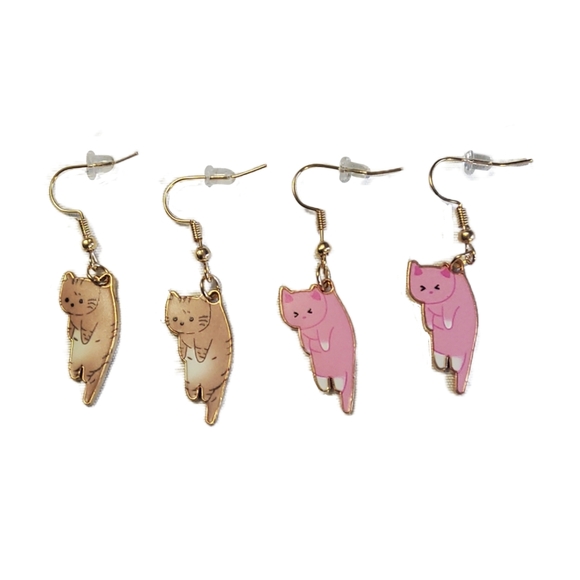 Hanging Cat Dangle Earrings Set - Picture 3 of 16
